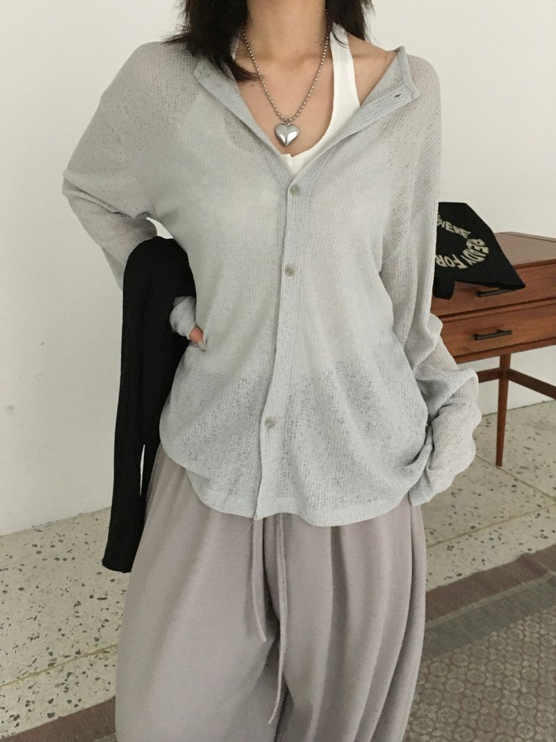 Obi linen ribbed round cardigan (4c)