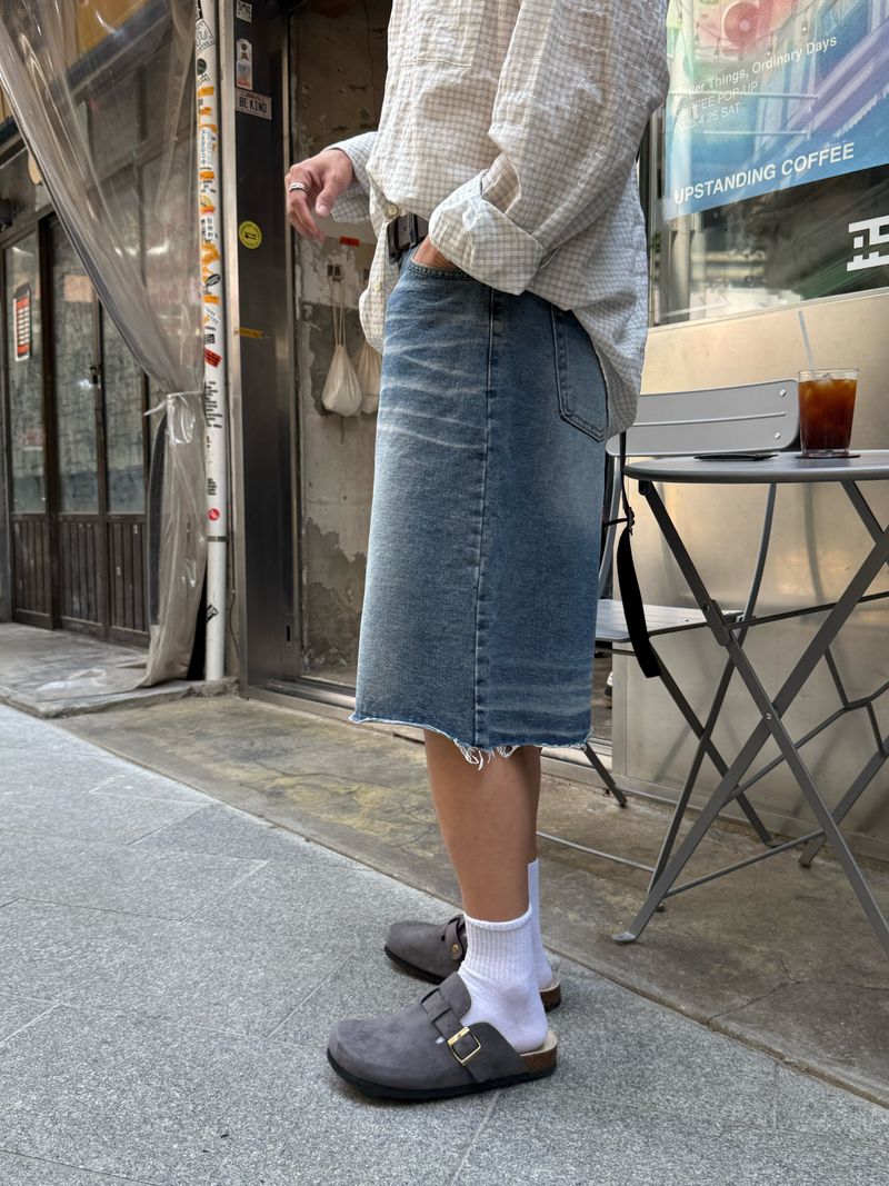 Lua cutting bermuda denim pants