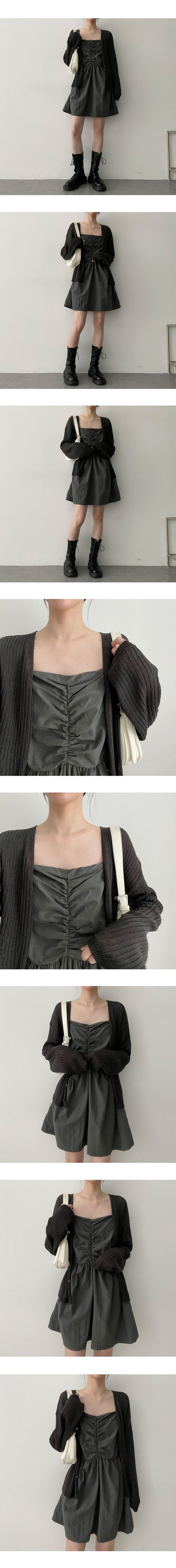 Pleated String Nylon Sleeveless Mini Dress