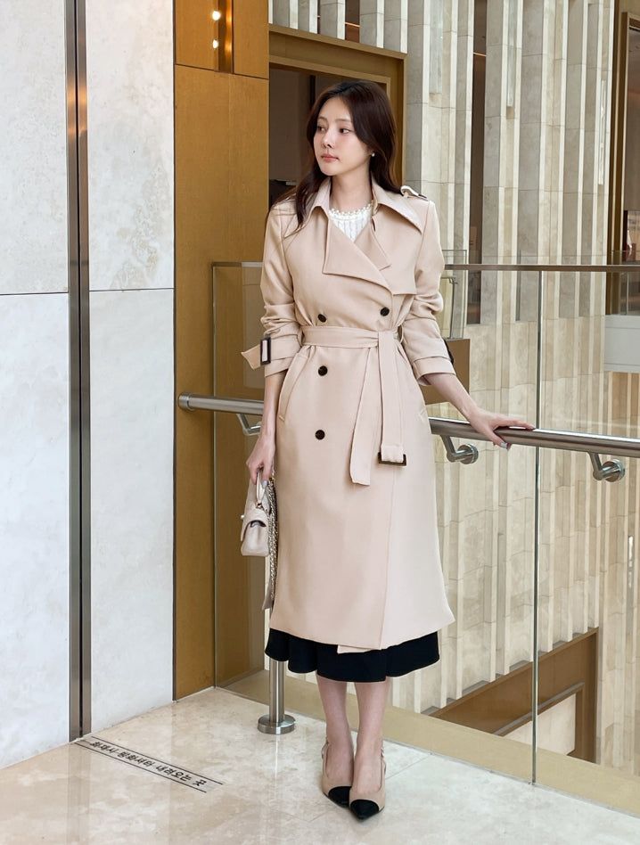 Azel Double Long Trench Coat