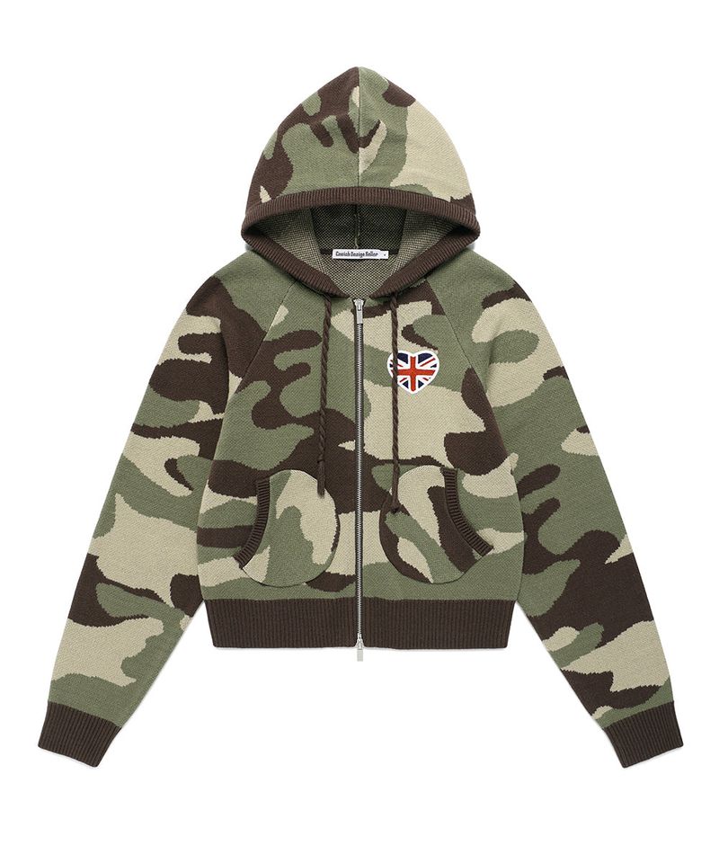 cavish（カビシ）の「W UNION JACK KNIT ZIP UP HOODIE CAMO(CV2FFFK681A)（Tops）」