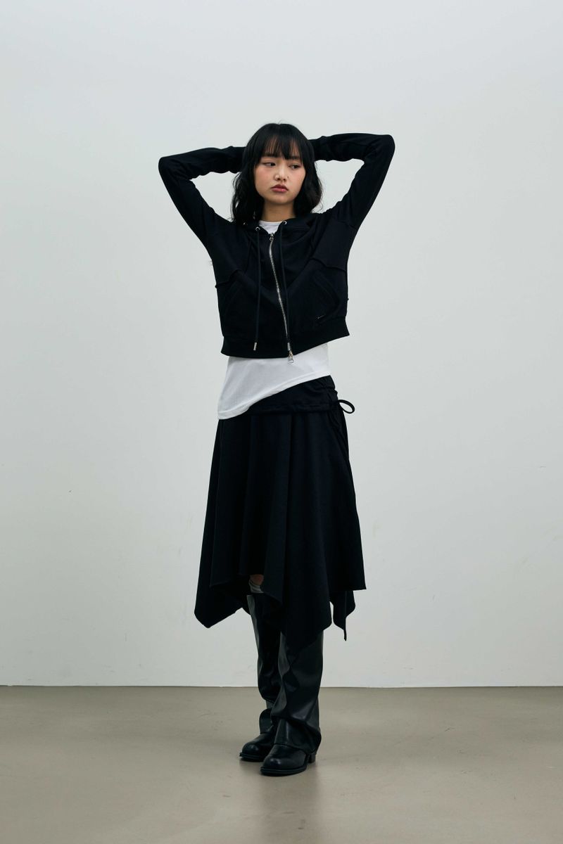  SILENT MIRAGE CROP HOOD ZIP-UP / BLACK