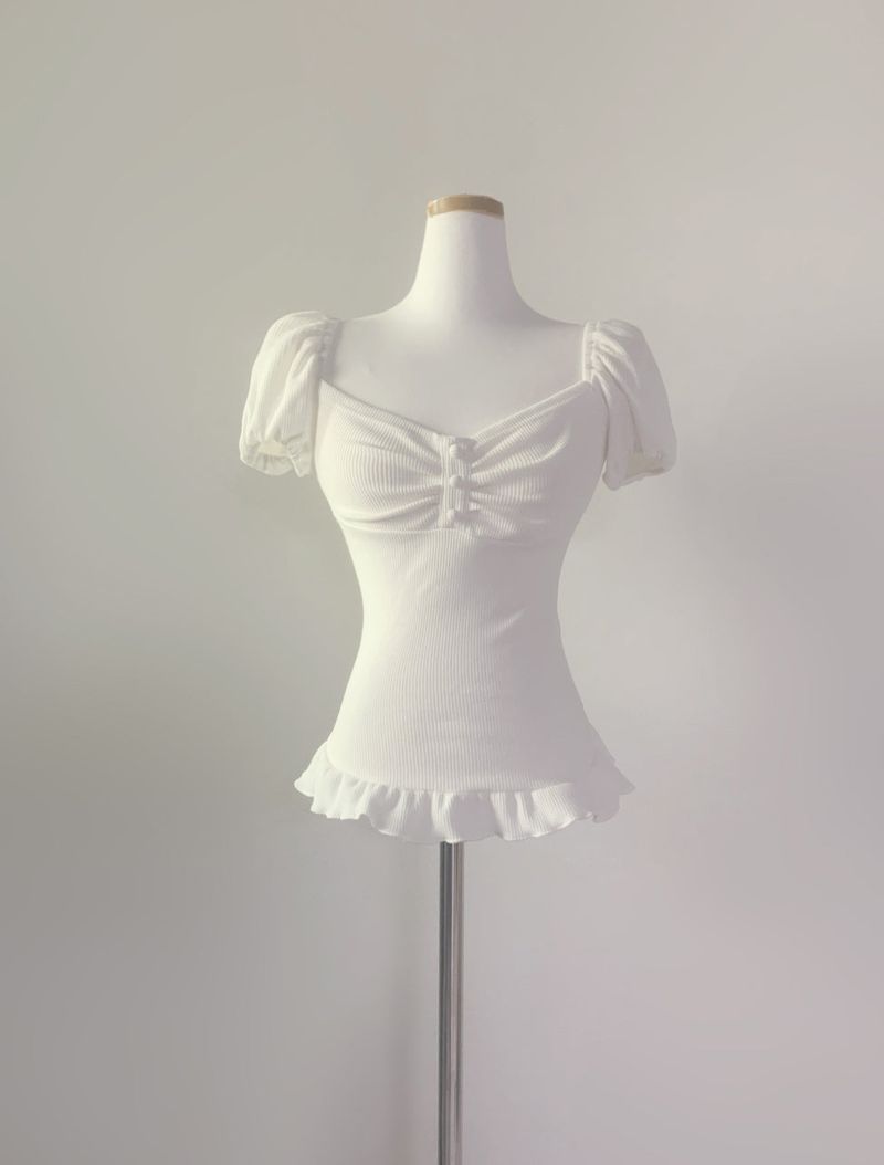 Rudica Puff Frill Top (white)