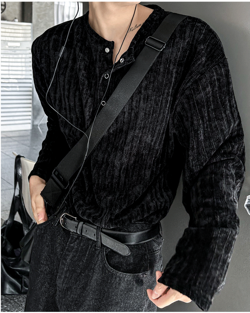 velia corduroy button henly-neck