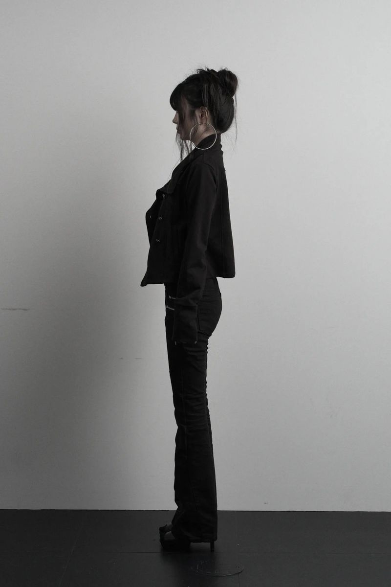 [label] double zipper cut low-rise bootcut pants (black)