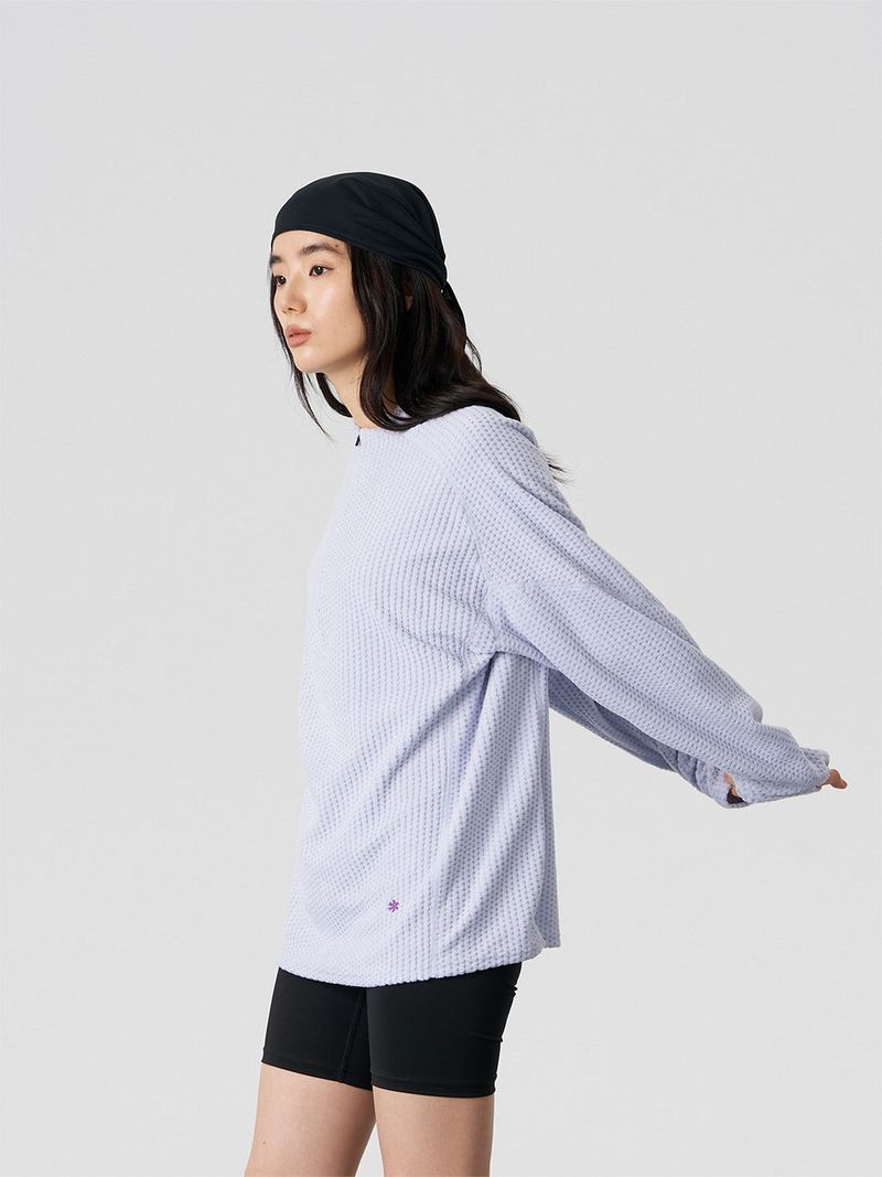 FMACM Diamond-Pattern Fleece-Lined Half-Zip Long-Sleeved T-Shirt