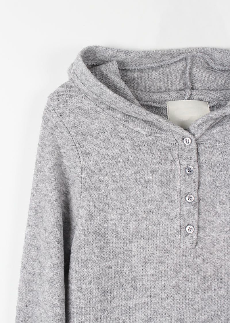 WOOL BUTTON HOOD TEE
