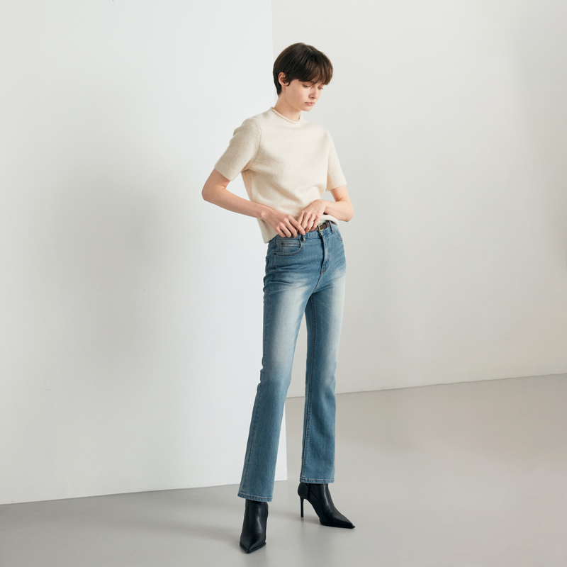 Ash blue semi boots cut - A003