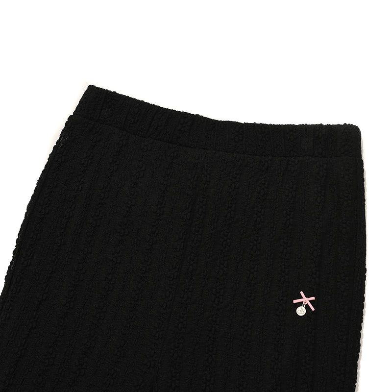 CHERRY LACE BOOTCUT PANTS [BLACK]