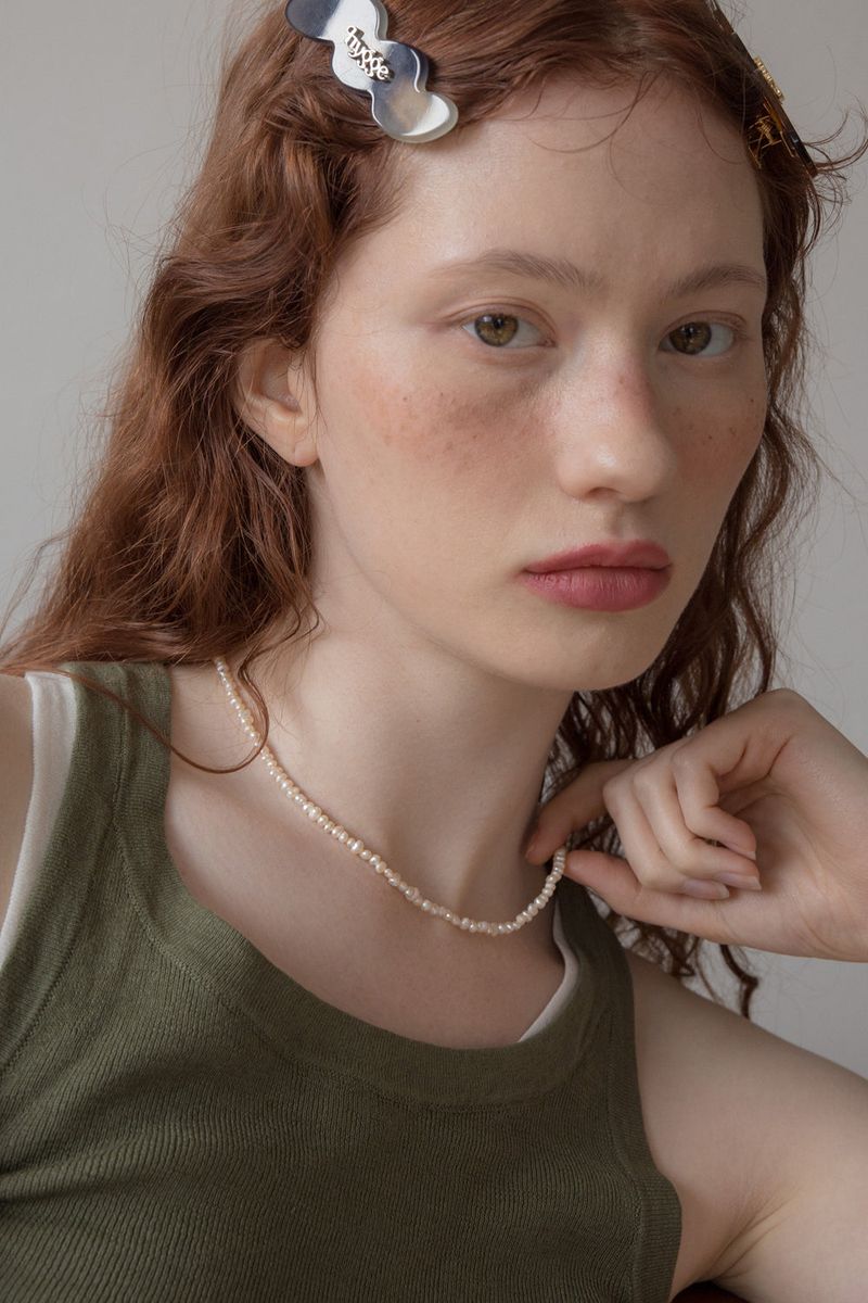 Tiny pearl with drop pendant necklace