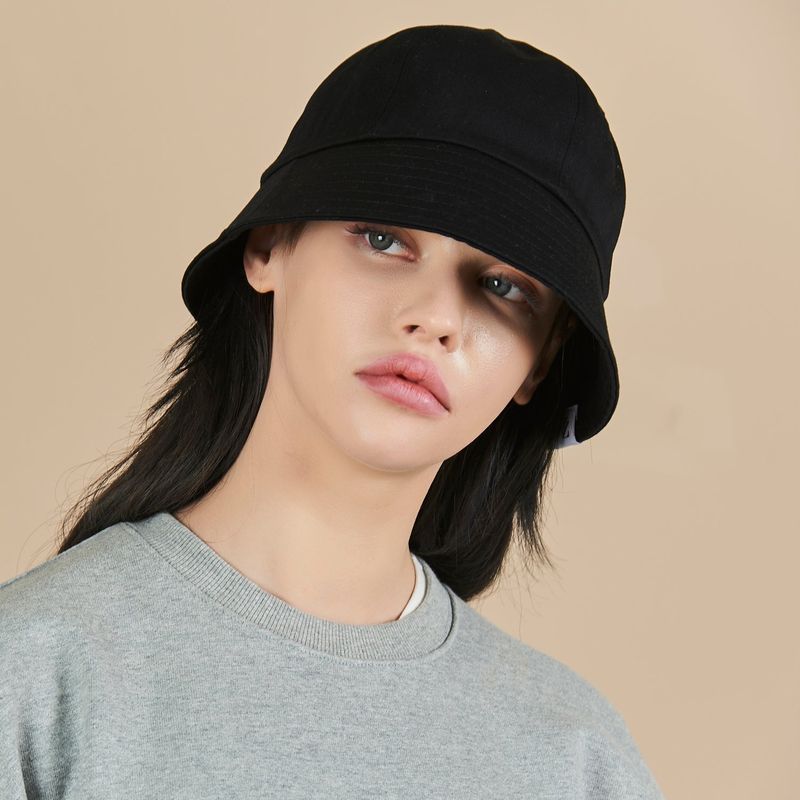 Monogram Label Round Bucket Hat Black