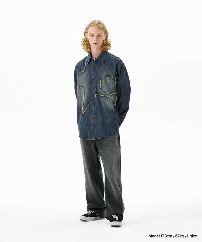STAR RAW CUT DENIM SHIRT