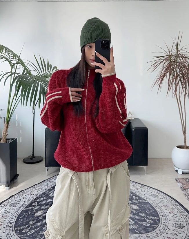 Davenn Track Line Knit Zip-Up