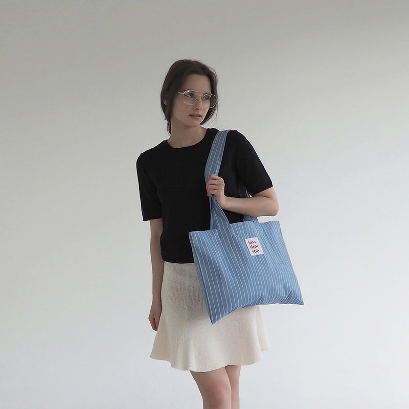 stripe eco bag_sky