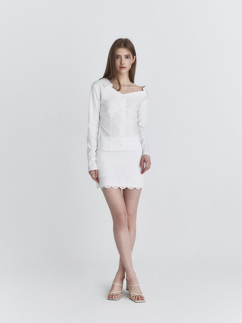 Classy one-shoulder shirt (White)