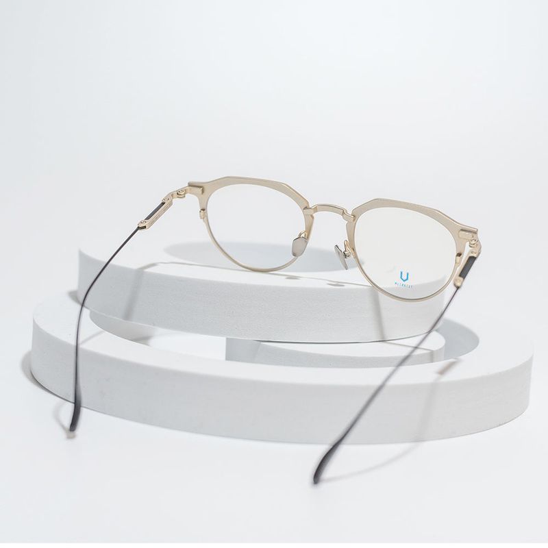 Knouun Round titanium glasses CODE. 104. B Black N Gold