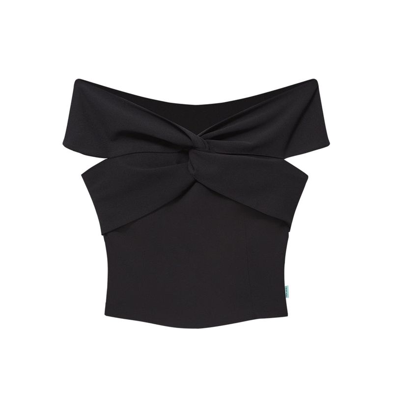 Off-the-shoulder twist-front blouse