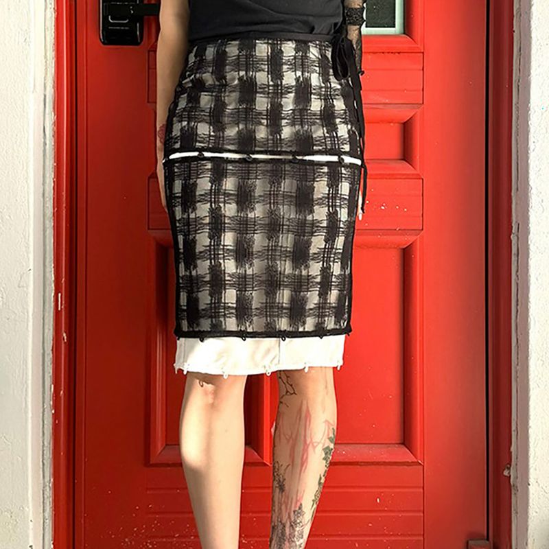3 LAYERS CHECK SKIRT
