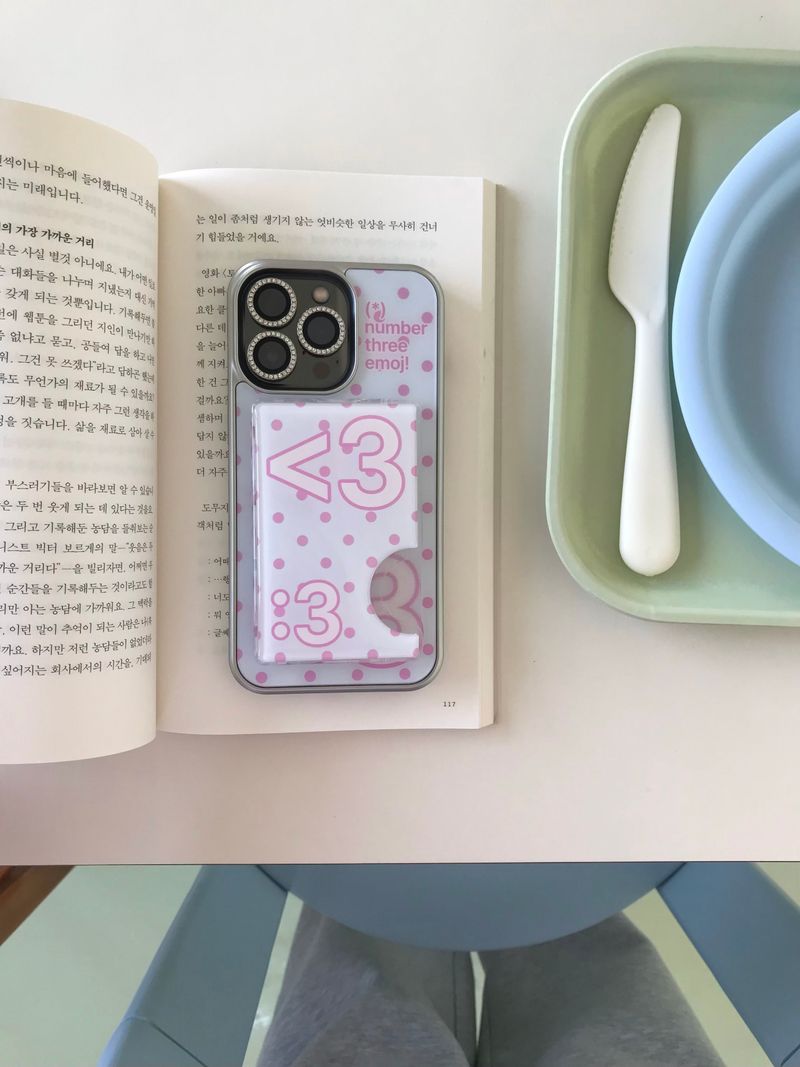 [MADE] Number 3 emoji case + card slot (Sky cotton)