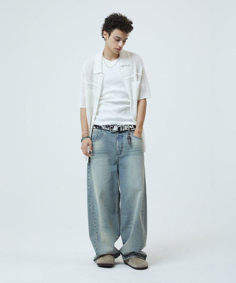 RAW CUT KNIT HALF SHIRT