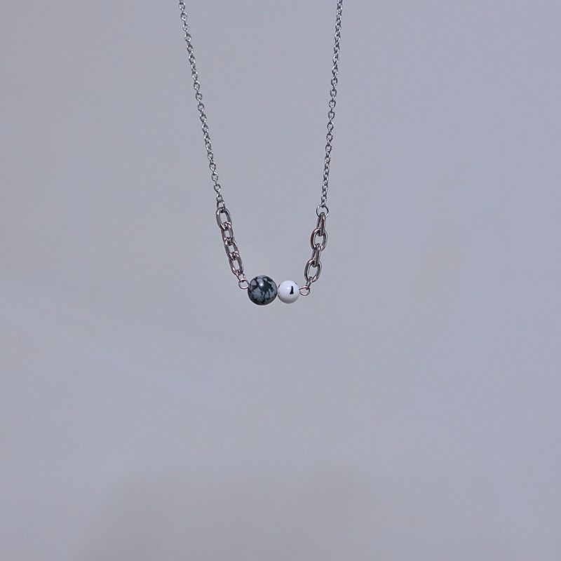 Black printed marble necklace