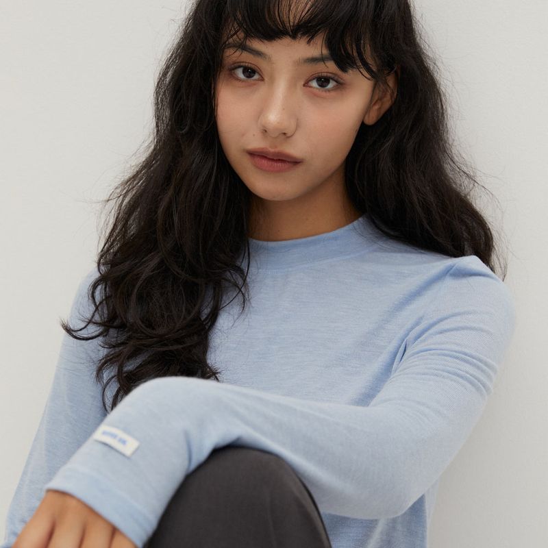 Wool Like Basic T-Shirts Sky Blue