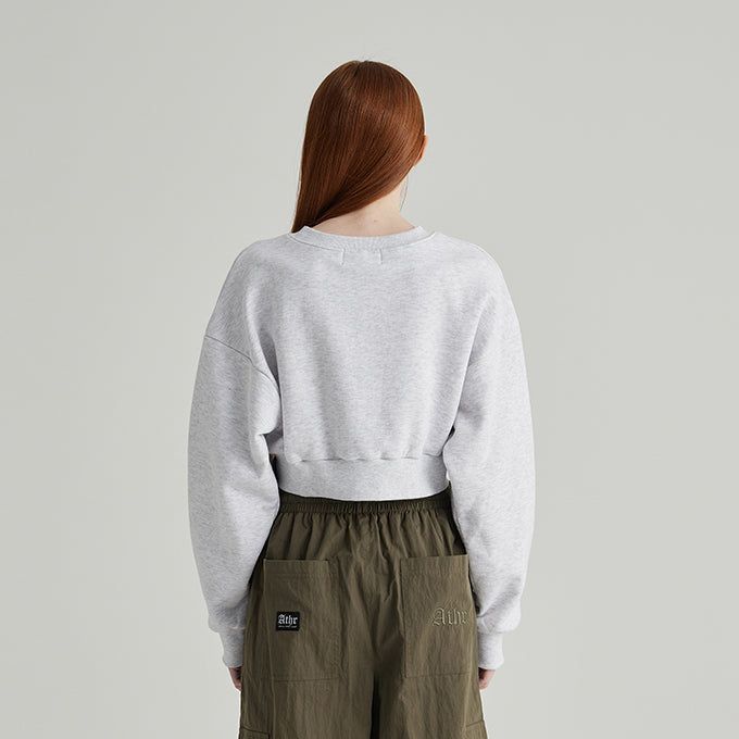 WHITE ATHR CROP SWEATSHIRT