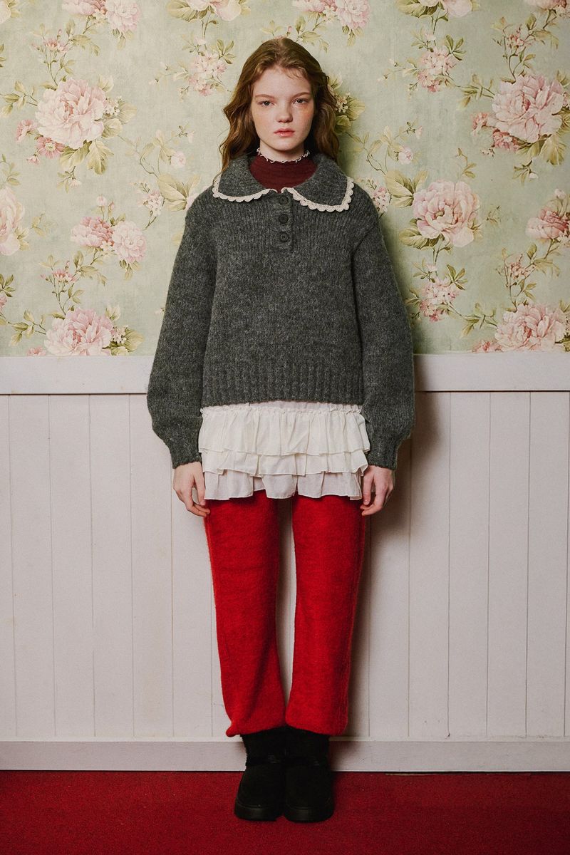 Foggy Jogger wool pants [Red]