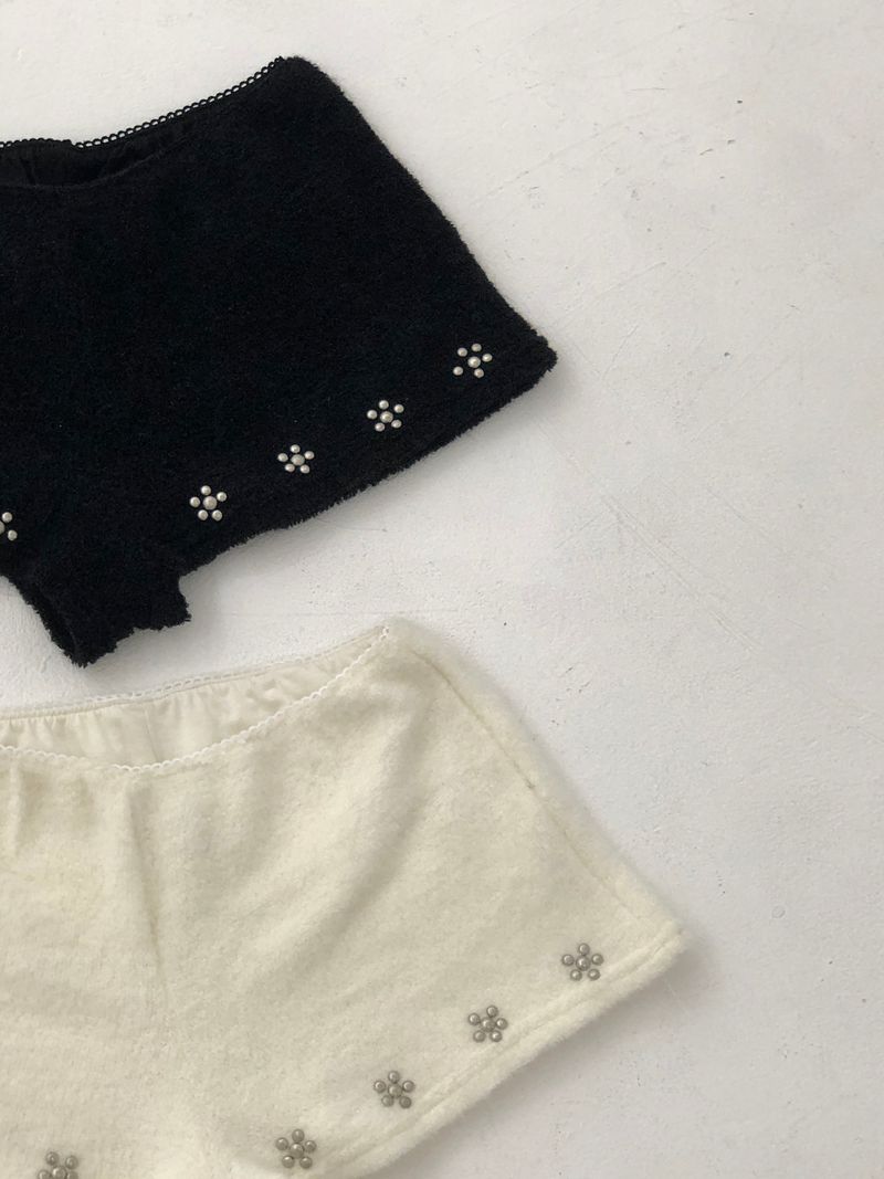 Fuzzy Snow Stud Mini Shorts