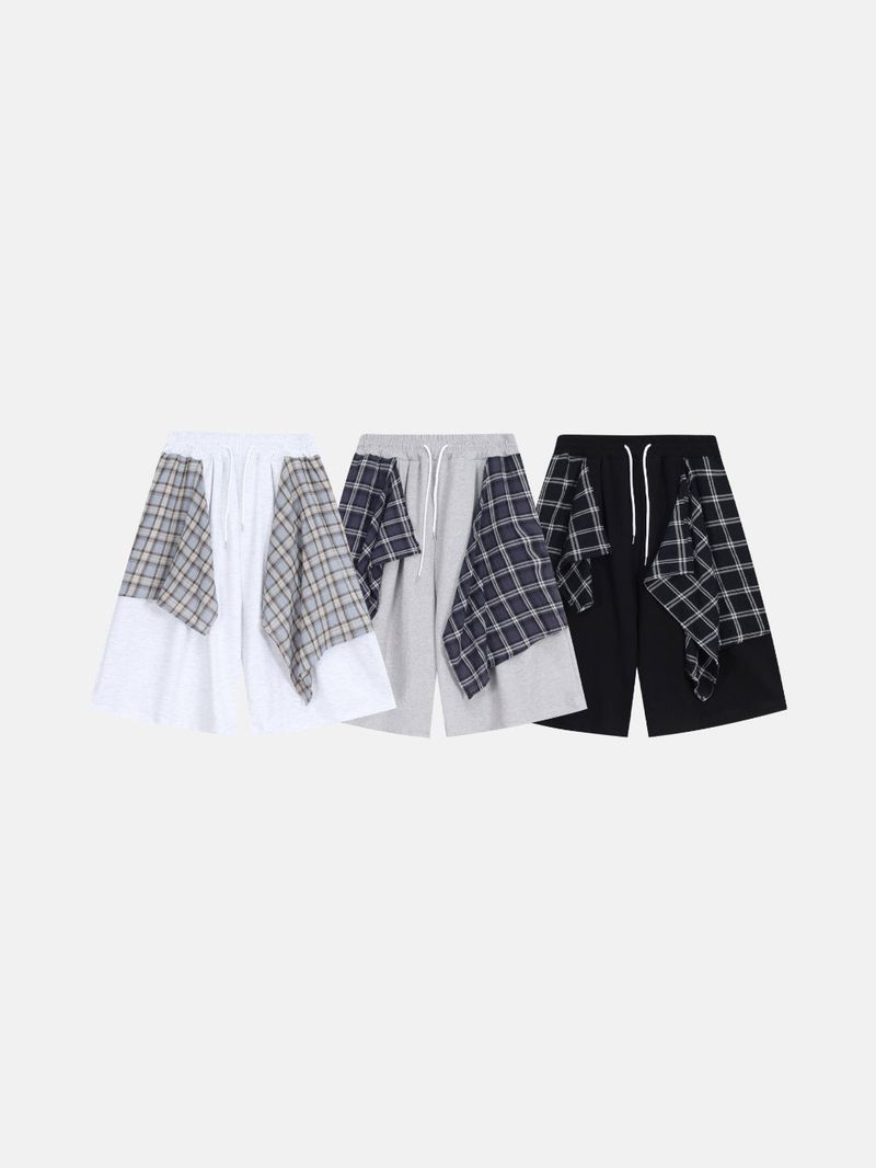 Ciel Check Shirt Layered Bermuda Pants