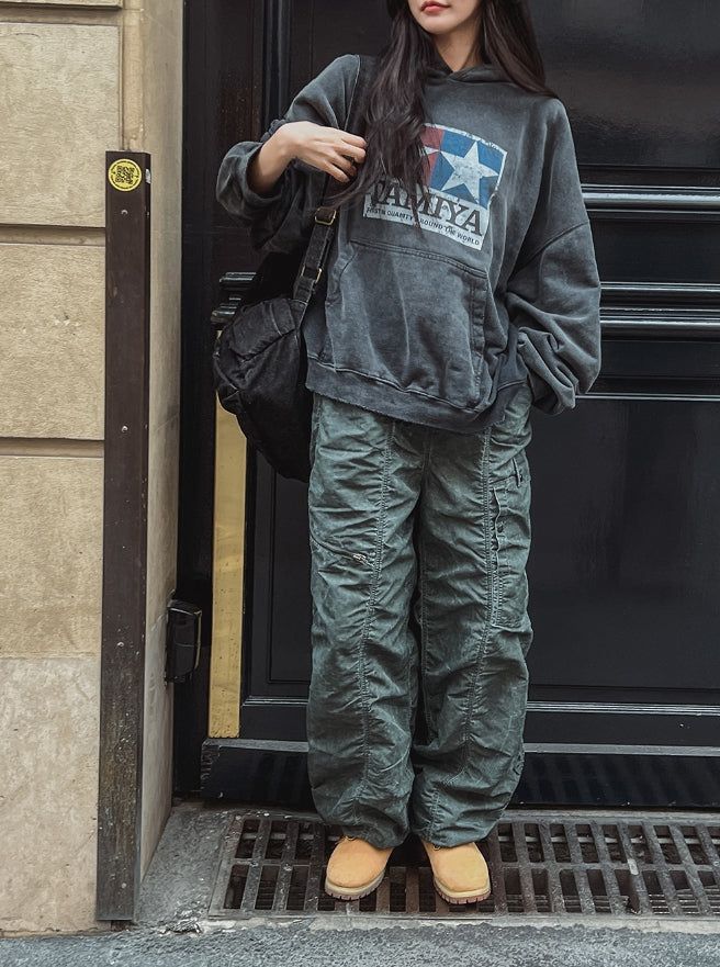 Piper shirring nylon jogger pants