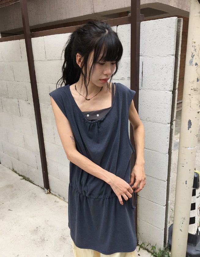 Grine Pigment String Layered Sleeveless One Piece