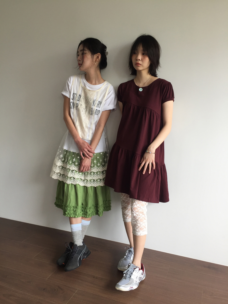 クロス ボタン ドレス (2color) 