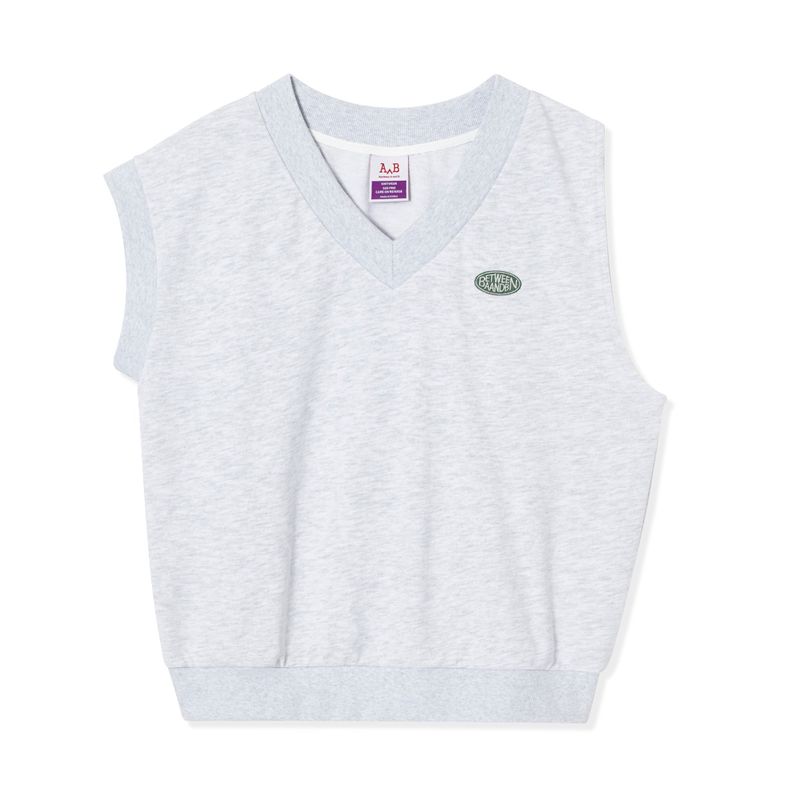 UNBALANCED SWEATER VEST_WHITE MELANGE