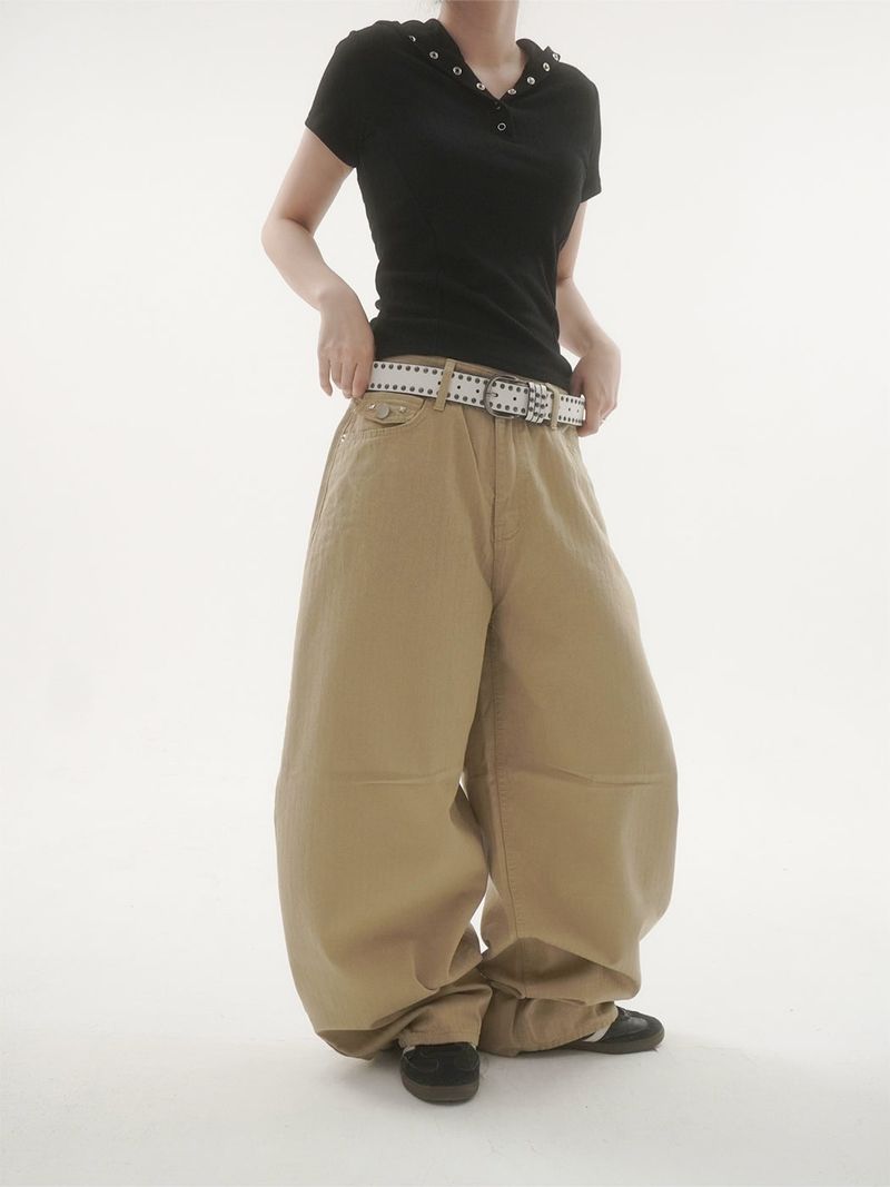 Peak stud back-pocket pants -2C