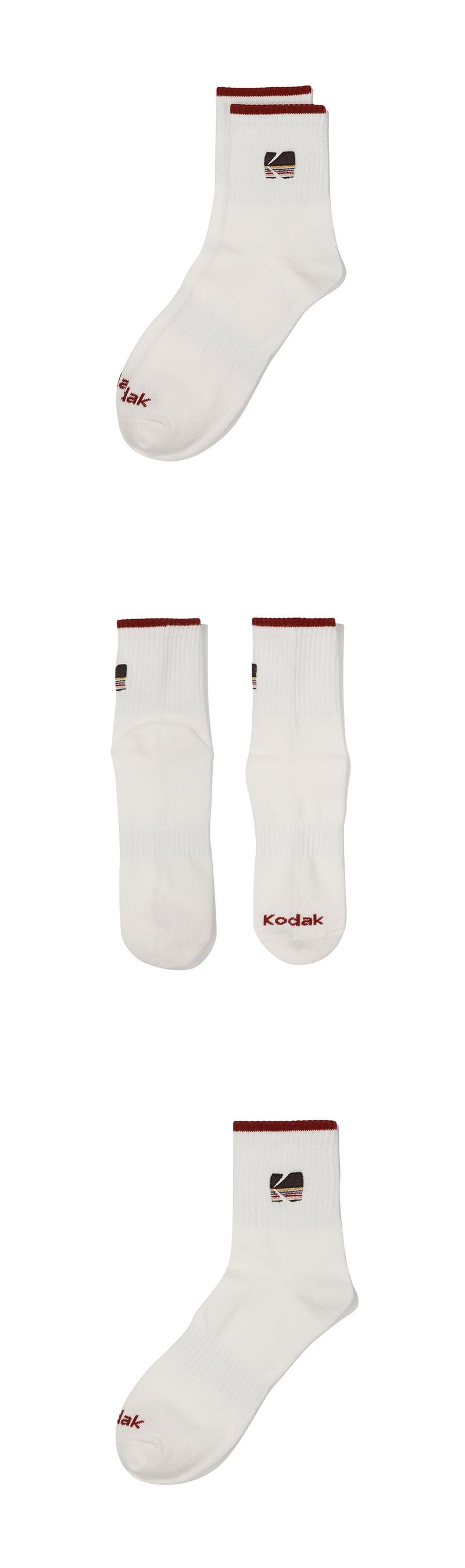 RAINBOW EMBROIDERY ANKLE SOCKS【RED】