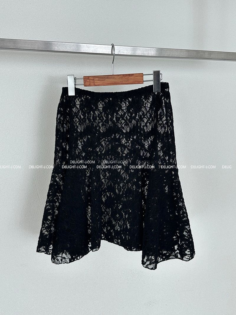 lace see-through layered midi skirt