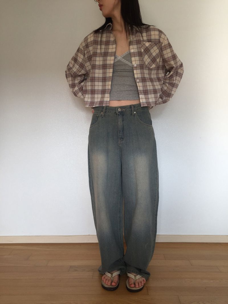 Check crop shirt (2 colors)