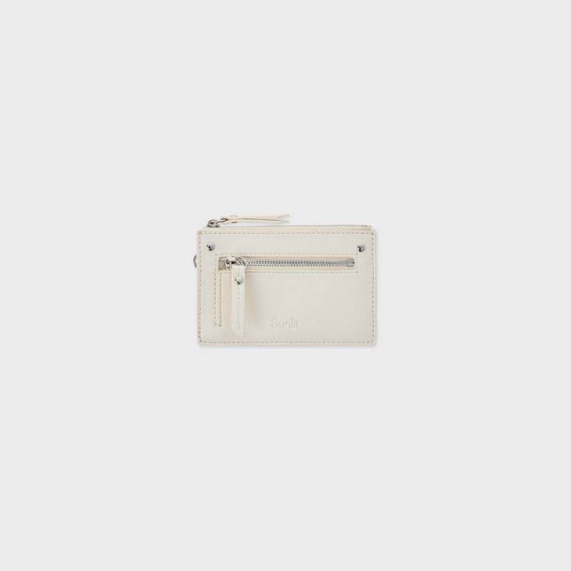 Leather 2 Pocket Flat Bag Set (White)