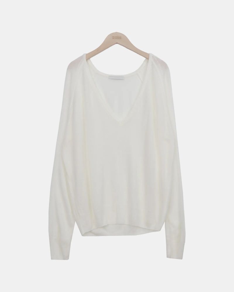 Ria Deep V-Neck Long-Sleeve Knit