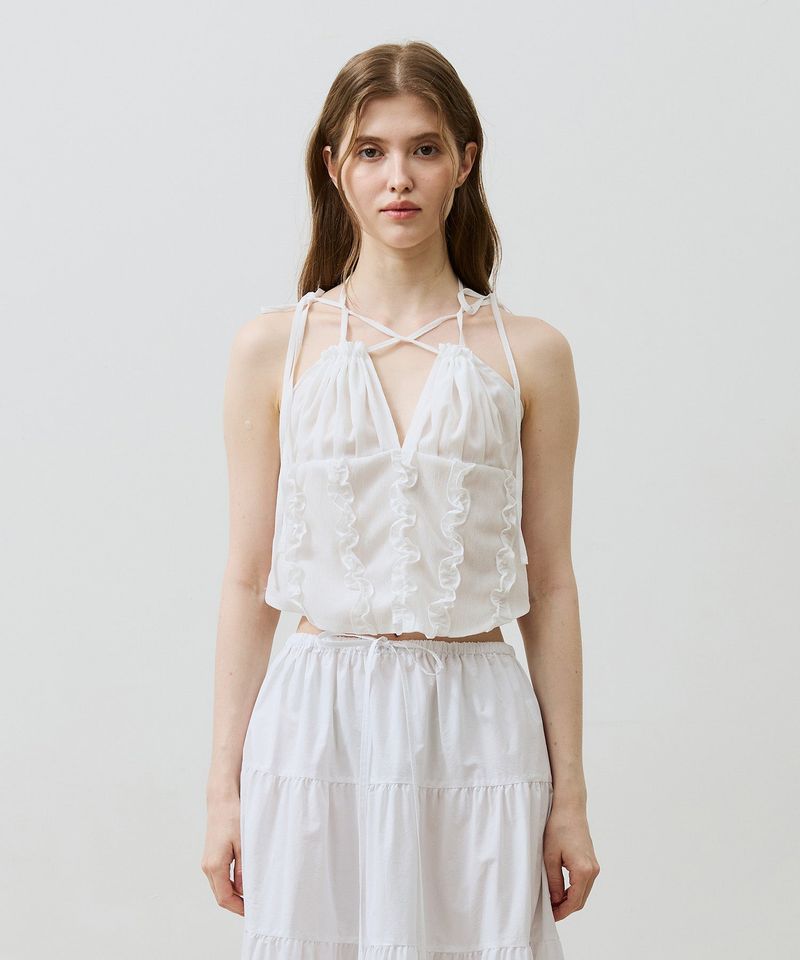 REVE CORSET SMOCKED TOP / WHITE