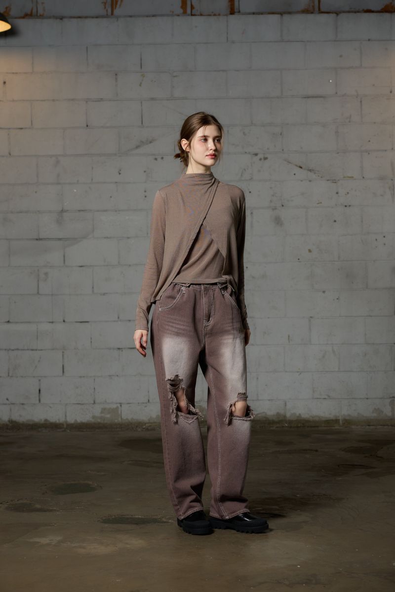 LOTUS DENIM PANTS / DARK BROWN