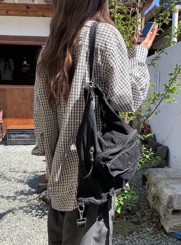 Aseun Wrinkle Loose Check Shirt