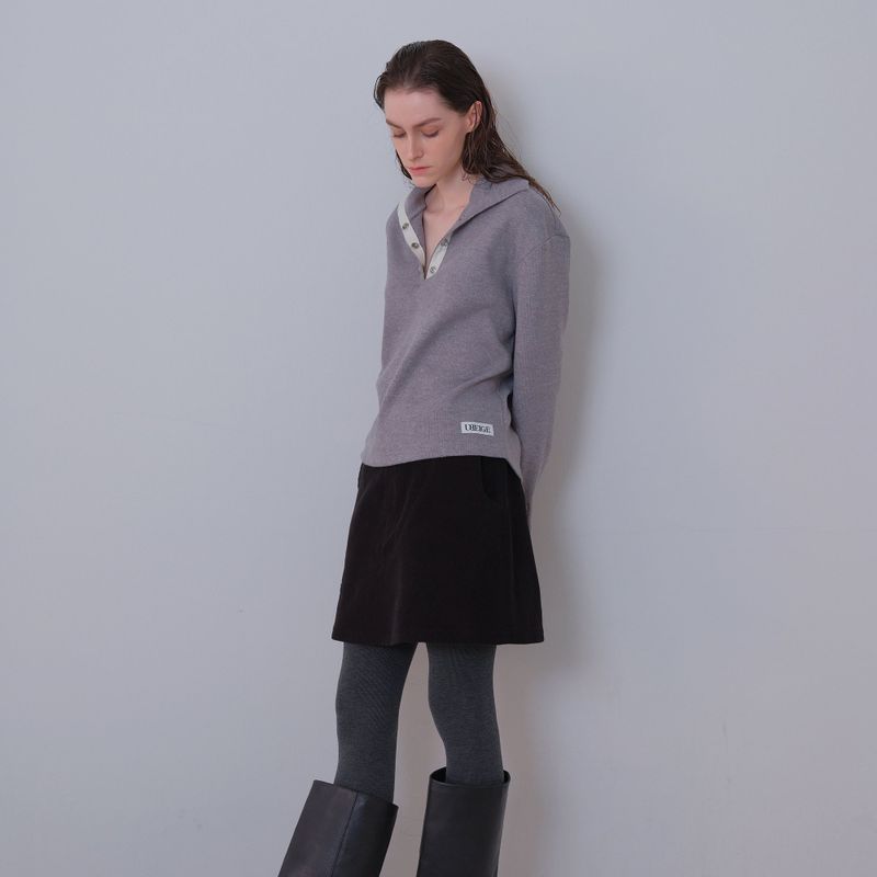 Melange Snap Knit Polar Tee