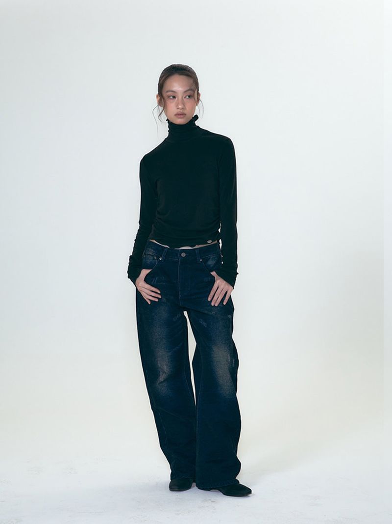 DEEP WINTER BRUSHED DENIM PANTS / BLUE