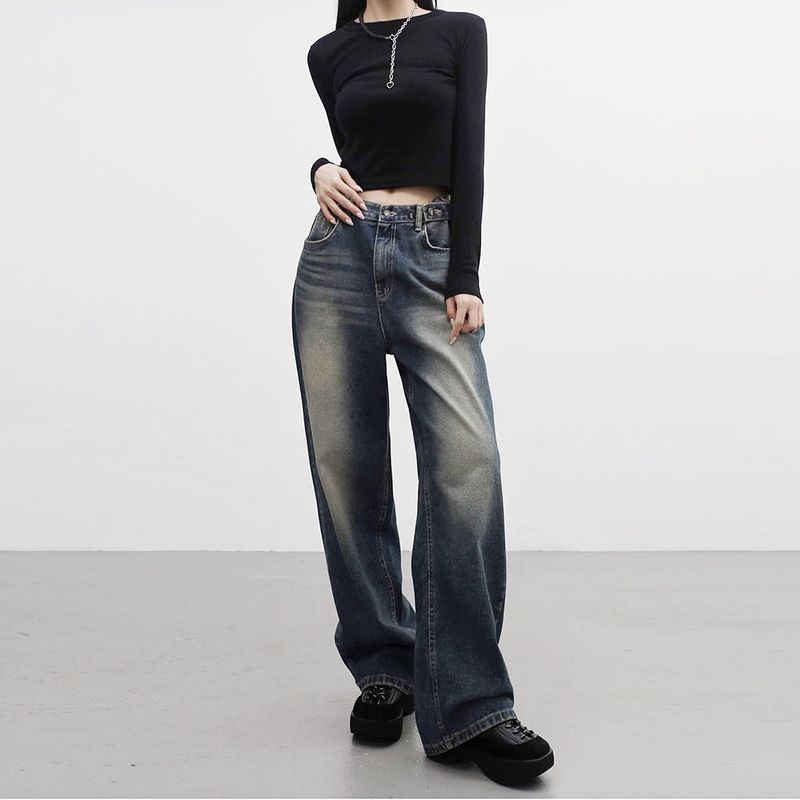Keevy Button Wide Denim Pants