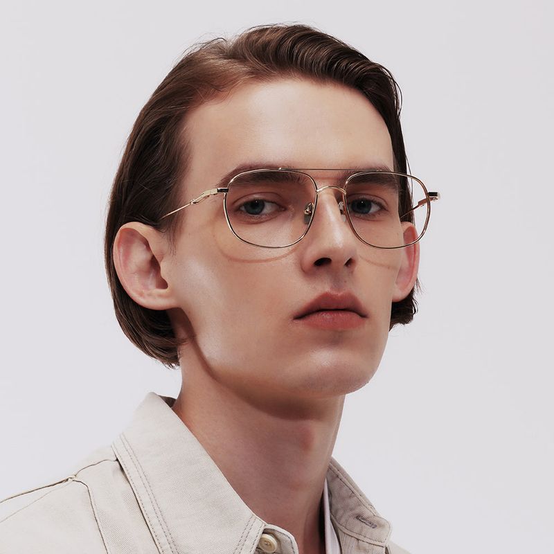 Knouun Square titanium glasses CODE. 102. G Yellow Glod