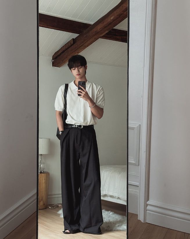 Summer Cooling Deep-Tuck Wide Slacks