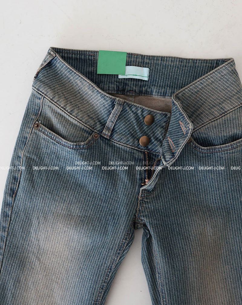 Stripe low bootcut jeans