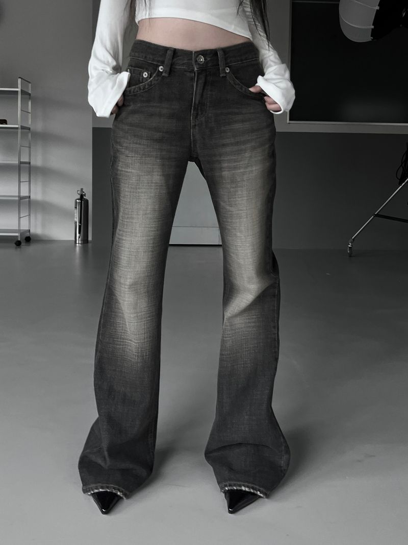 fade washed bootcut denim